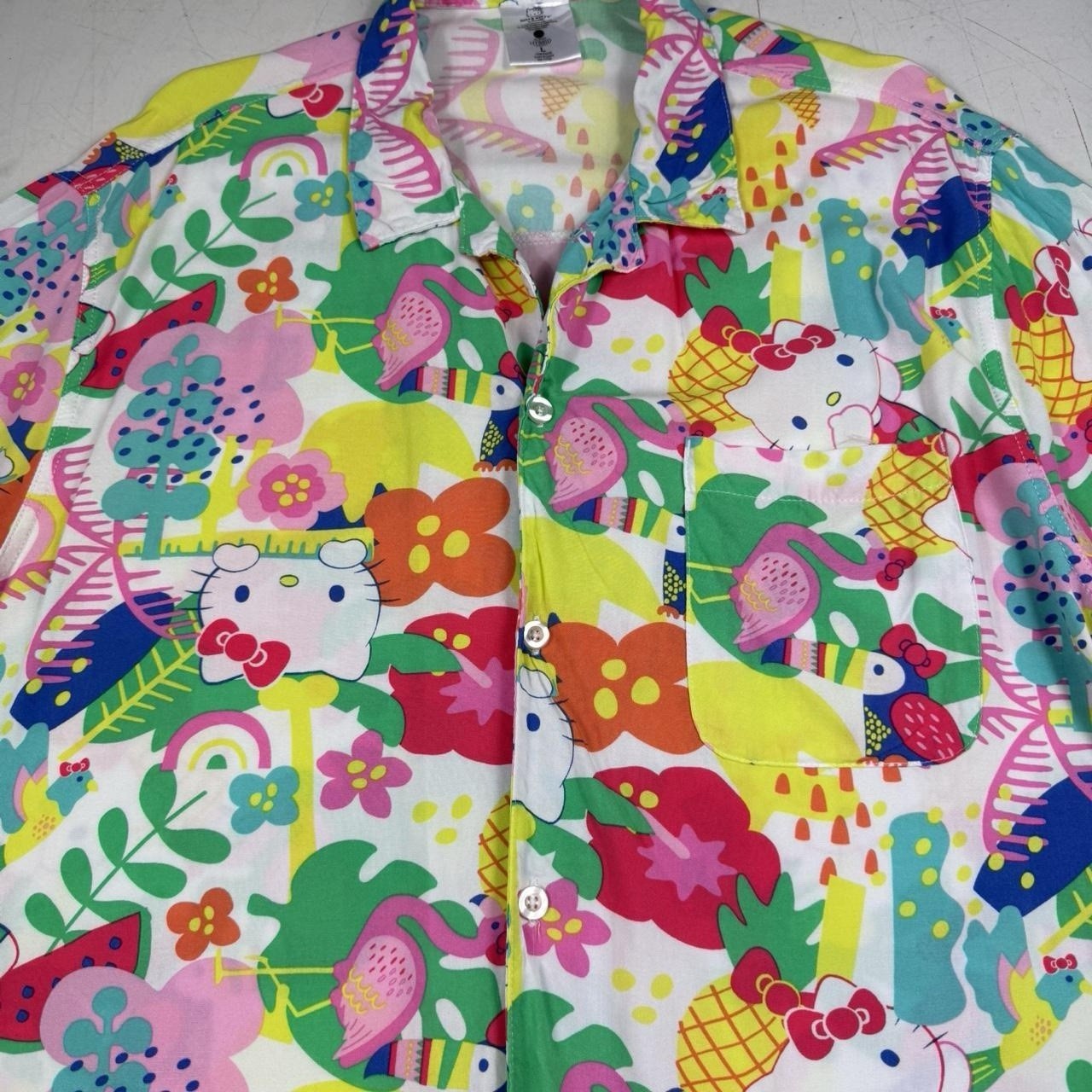 Men’s Hello Kitty Patterned Print Button Up Summe… - image 3