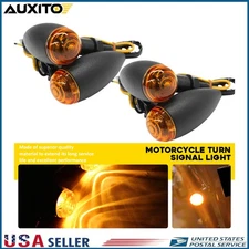 4X Motorcycle Turn Signal Lights Mini Bullet Blinker Amber Lens Indicator Light