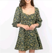 J. Crew Sweetheart Long-Sleeve Mini Dress in Vintage Vines Boho Chic Sz 4