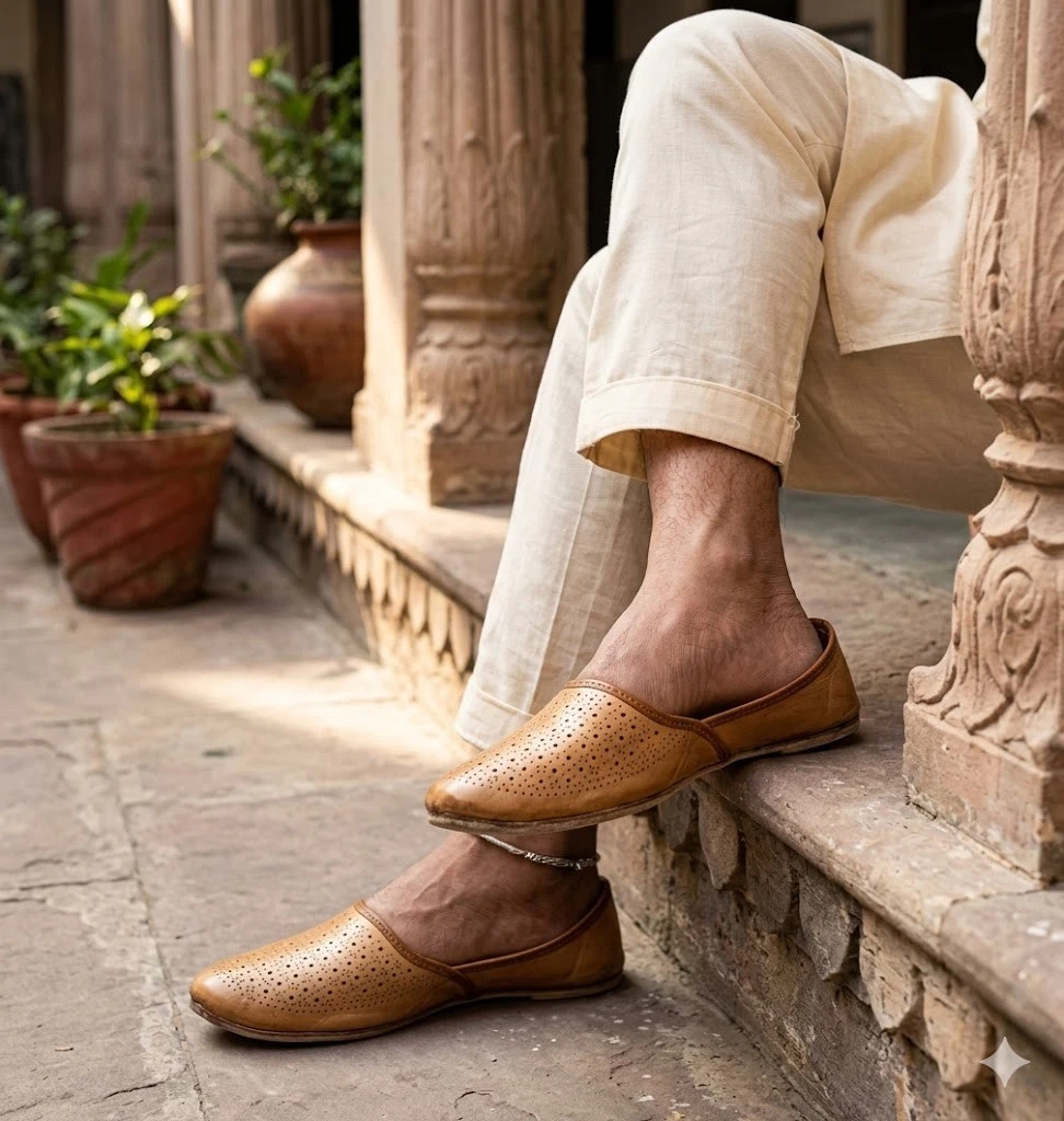 Indian Oxfords Mojaries Handmade Jutties Flat Brown Men Shoes Leather US 7-12