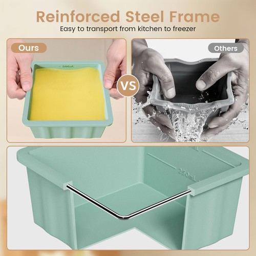 Silicone Freezer Tray for Soup Ice Cubes: 2-Cup Freezing Tray with Lid for Me... - Picture 3 of 7