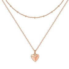 14K Rose Gold Plated Dainty Heart Pendant Necklaces for Women - Love Heart Layer