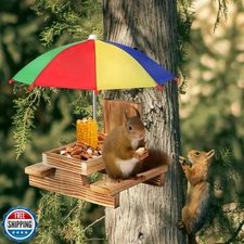 Gnodary Squirrel Feeder with Umbrella, Squirrel Feeders for Outsi