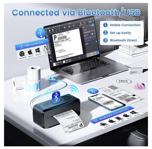 Bluetooth Thermal Shipping Label Printer - 第 2/10 張圖片