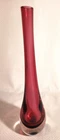 Vtg 11" Murano Sommerso Ruby Red Long Neck Teardrop Weighted Art Glass Bud Vase
