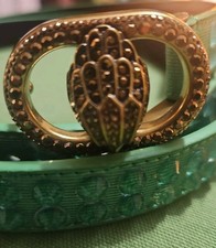 Kurt Geiger London Women  s Green Studded Fashion Belt L/XL