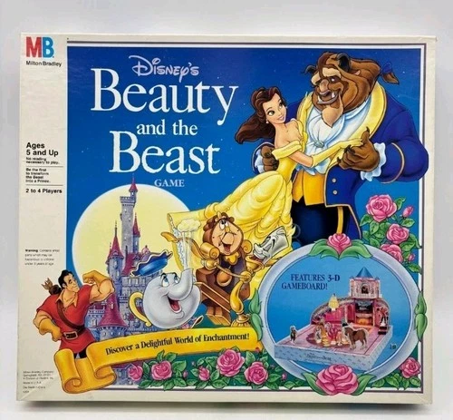 VINTAGE Disney Beauty and the Beast 3D Board Game COMPLETE Milton Bradley Belle