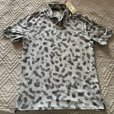 NWT 80 Nike Tour Dri-FIT Men  s Golf Polo Black Print Shirt FD5739-070 Medium