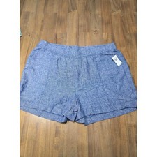 Old Navy High-Waisted Linen-Blend Chambray Shorts Blue Sz XL