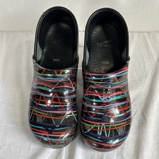 Dansko Clogs Size 40 Wide Leather, Multicolored stripe Clog