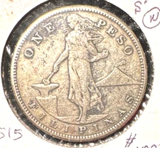 Philippines 1910-S  peso  KM 172 VF (w)