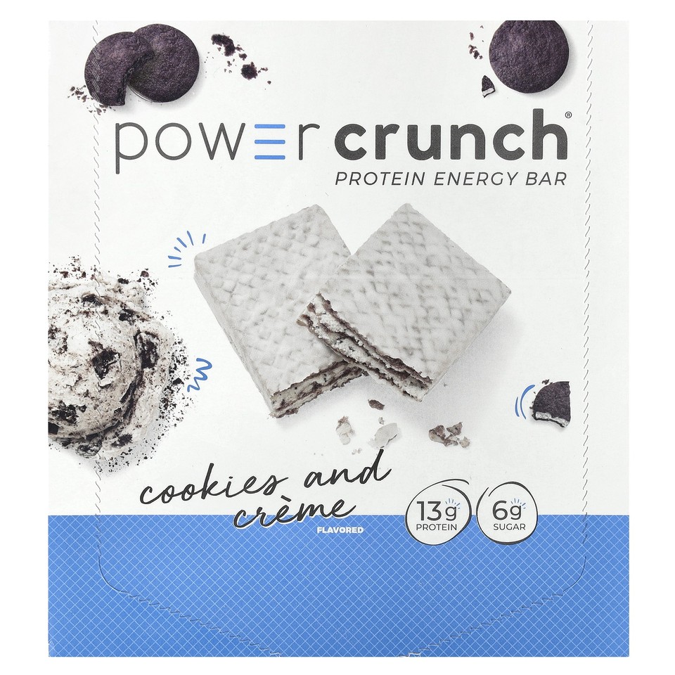 Power Crunch®, Protein Energy Bar, Cookies and Crème, 12 Bars, 1.4 oz (40 g)