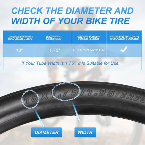 18" Inner Tubes Width Fit 1.75/1.95 Rubber Bicycle Tube for MTB Dirt Bike - Picture 4 of 7