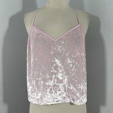 Victorias Secret Cami Top Womens M Pink Crushed Velvet 90s Y2K
