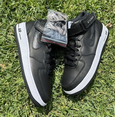 Nike Air Force 1 '07 Mid SP Stussy Black Snakeskin Mid Top Sneaker Size 7.5