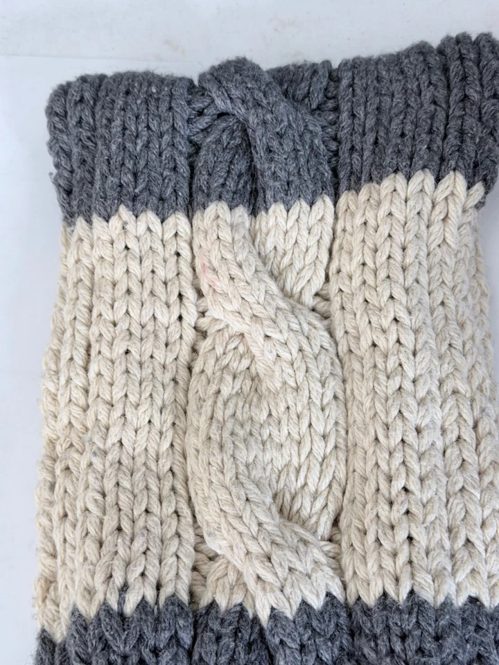 De Colección Y2K Abercrombie & Fitch Mezcla de Lana Bufanda Gruesa Cable Tejido Bloque Rayas Gra Foto 3 de 4