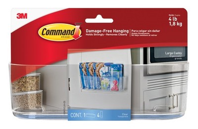 Command Large Caddy, Holds up to 4 lb, 8.6 x 3.1 x 3, 1 Caddy with 4 Command