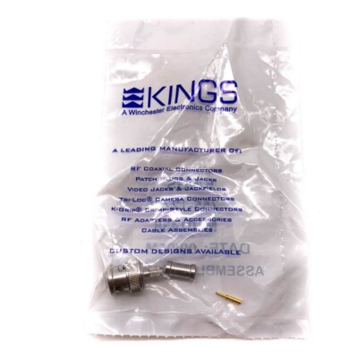 Kings 755-127-9 BNC Plug Connector 0 Hz 4 GHz Crimp ST Cable Mount Gold 50 Ohms