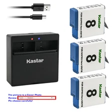 Kastar Battery Dual USB Charger Replace Original Gopro AHDBT-801 battery Hero 8