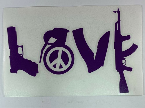 Love is Diverse Handgun Grenade Knife AK-47 Vinyl Decal Sticker 6.75" x 2.25" - Bild 8 von 13