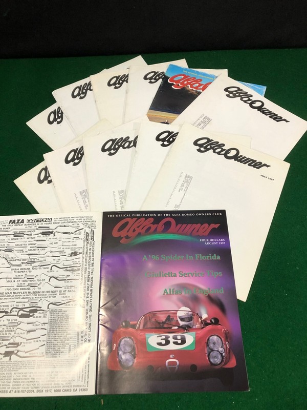 ALFA OWNER ALFA ROMEO CLUB MAGAZINE NEWSLETTER 1997 AROC USA 12 ISSUES