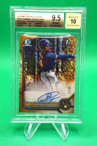 2022 Bowman Chrome First Auto Gold Shimmer /50 Jackson Chourio BGS 9.5 w 10 G7U