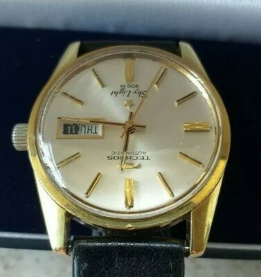 VINTAGE MENS TECHNOS SKYLIGHT WATCH AUTOMATIC DAY&DATE WATCH BOX