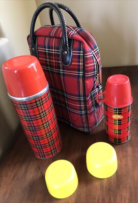 Lunch Box Plaid Coffee Thermos Vintage Aladdin Thermos For Coffee