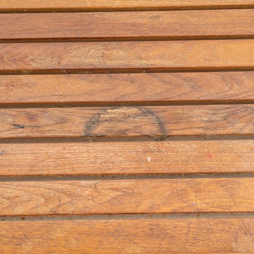 1950s Harry Bertoia for Knoll Associates Slatted Oak Bench Black Base Model 400 - Picture 7 of 8