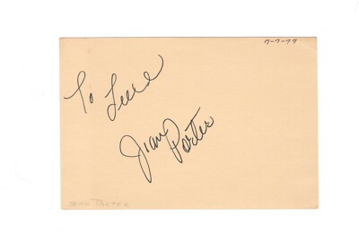 ACTRESS JEAN PORTER AUTOGRAPH ON CARD STOCK.1977.HAL ROACH STUDIOS
