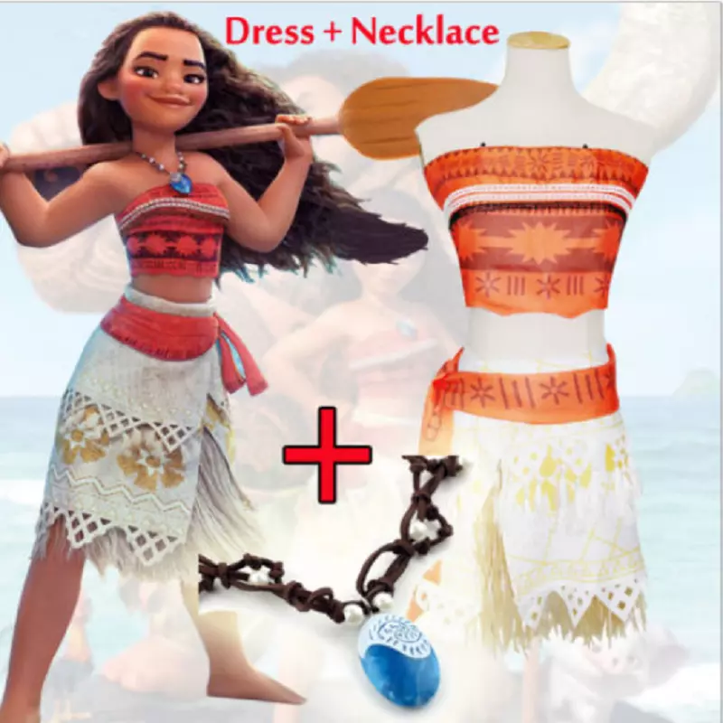 Crianças halloween moana vestido para meninas crianças cosplay