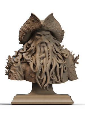 Art by ''Udo'' 3D Printed Fan Art - Davy Jones Bust Figure Sculpture FREE SHIPPING