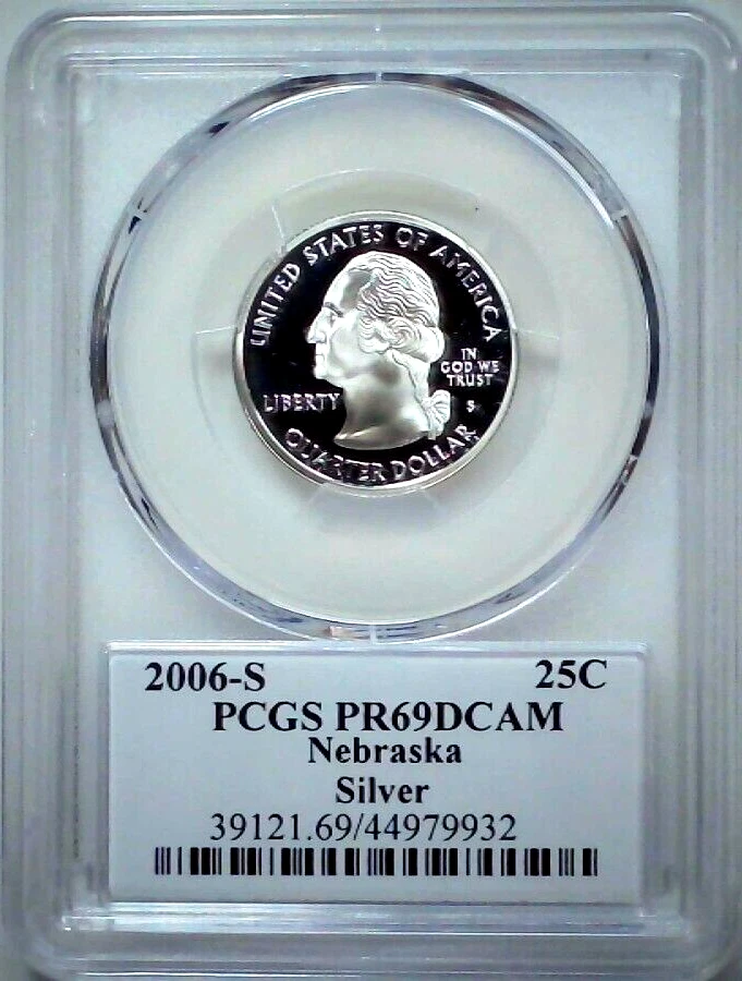 2006-S 25C State Quarter Nebraska PCGS PR69 DCAM 90% Silver 24luss0428 - Image 2 of 4