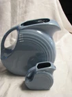 Pair of Vintage Light Blue FIESTA Pitchers 7-1/2" Tall & Mini 3-1/4"  USA