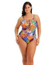 NWT Bleu by Rod Beattie Night Safari Lace-Down Swimsuit Sz 16W 145.00 Beach