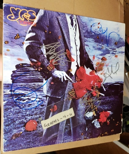 Yes Signed Chris Squire Autograph Jon Anderson Rick Wakeman Howe Alan White COA