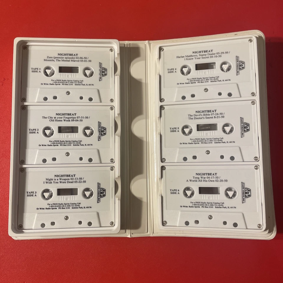Night Beat / Frank Lovejoy Radio Programs 6 X Tape Cassette Box Clamshell 1991 Foto 3 de 3