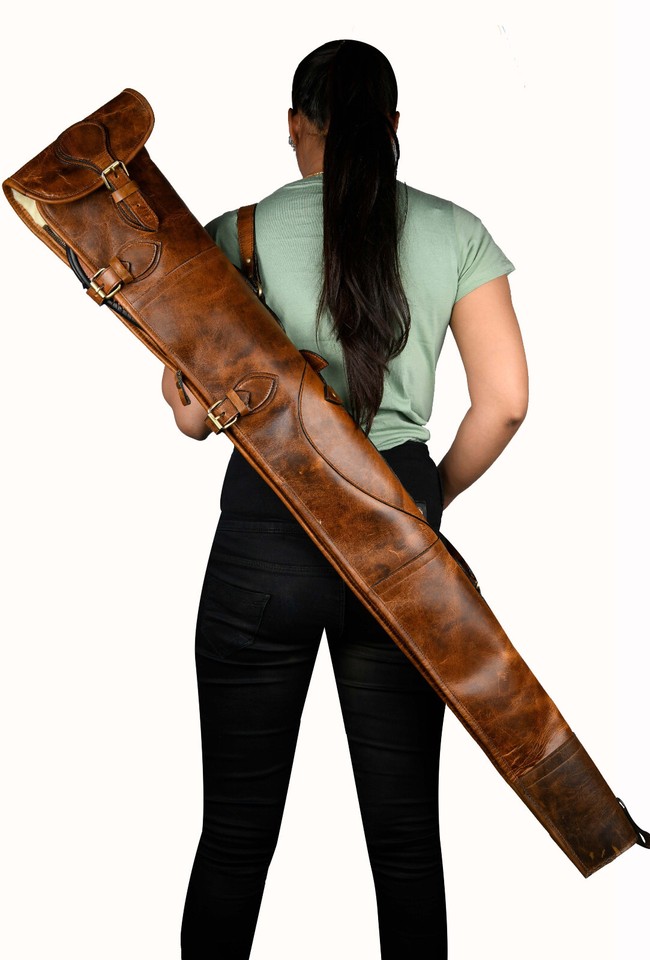 GENUINE LEATHER WESTERN CASE BROWN TOOLED RIFLE COVER SCABBARD SHOTGUN ...