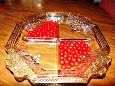 Vintage Jeanette Glass  Grape Leaf and Gold Trim