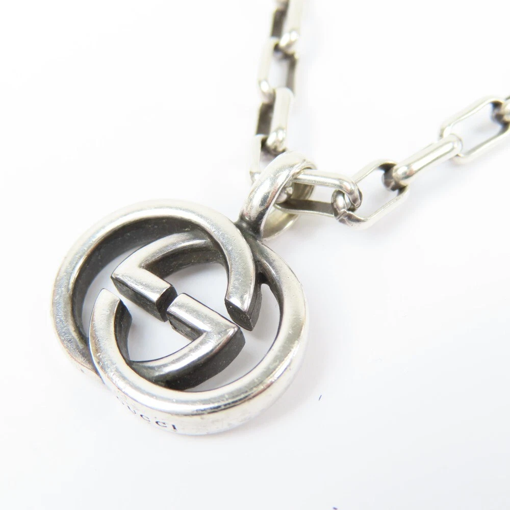 Collier GUCCI imbriqué G Ag925 21,4 g accessoires argent Italie 100510