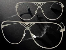 Oversized Modern Retro Shield Style Clear Lens SUNGLASSES Large Big Silver Frame