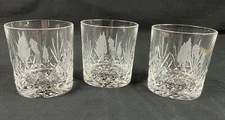 Edinburgh Scotland Crystal 3 1/4" Old-Fashioned Glasses Etched Golfer LOT OF 3