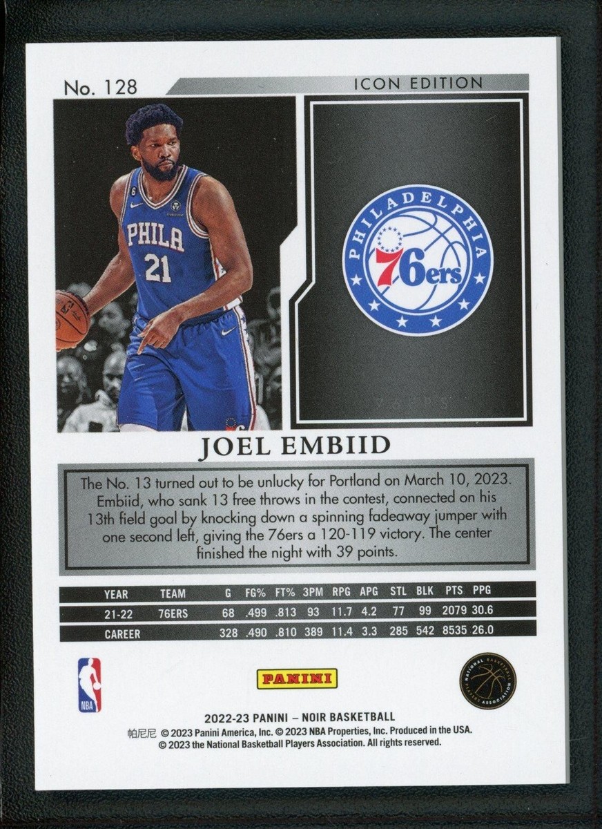 2022-23 JOEL EMBIID 97/99 PANINI NOIR ICON EDITION | eBay