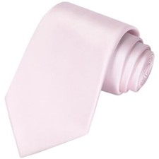 63'' XL Tie Mens Extra Long Solid Satin Necktie For Big And Tall Men Petal Pink
