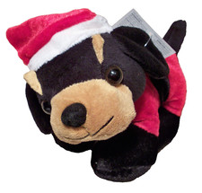 Dan Dee BLACK DOG IN SANTA SUIT  HAT Christmas Holiday Stuffed Animal Plush 7"