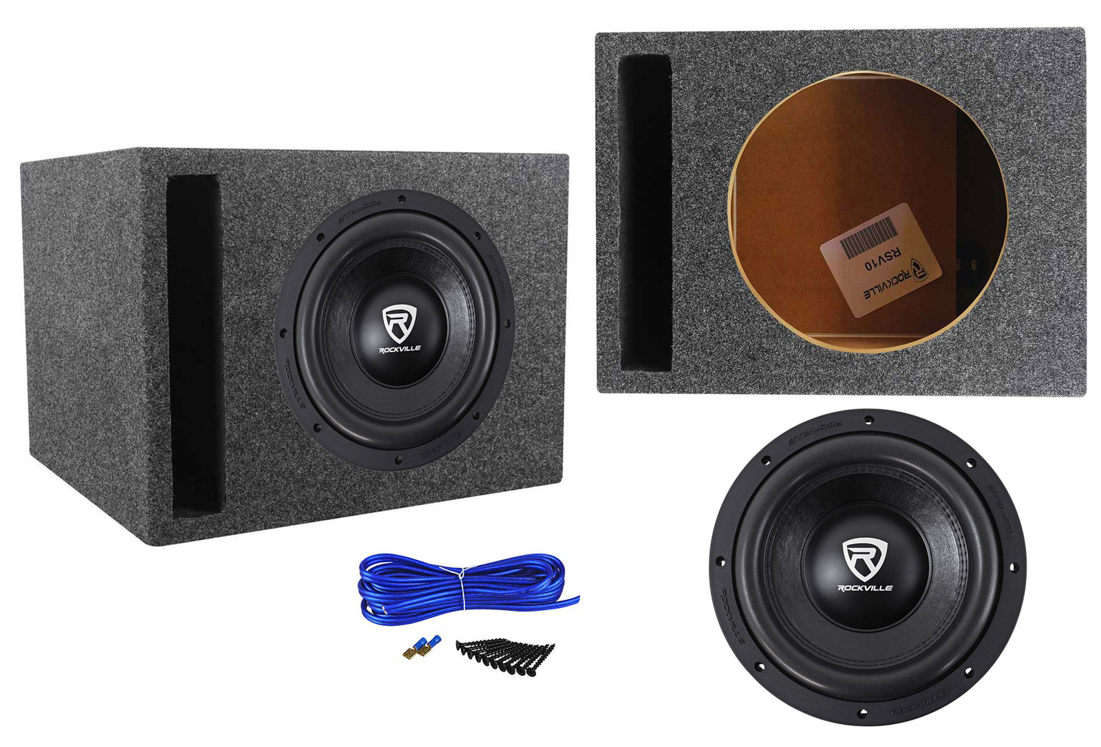 Автомобильный аудиосистемный сабвуфер Rockville W10K6D2 V2 мощностью 10 Вт мощностью 2000 Вт Вентилируемый корпус сабвуфера 22290₽