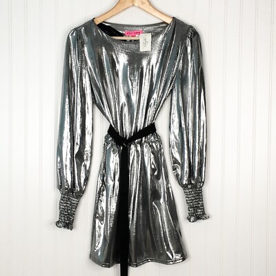 long sleeve silver midi dress Lurex Jersey Maxi Dress