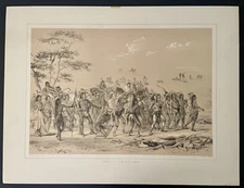 Rare Native American Lithograph #24 Archery of the Mandans Catlin NA Indian 1845