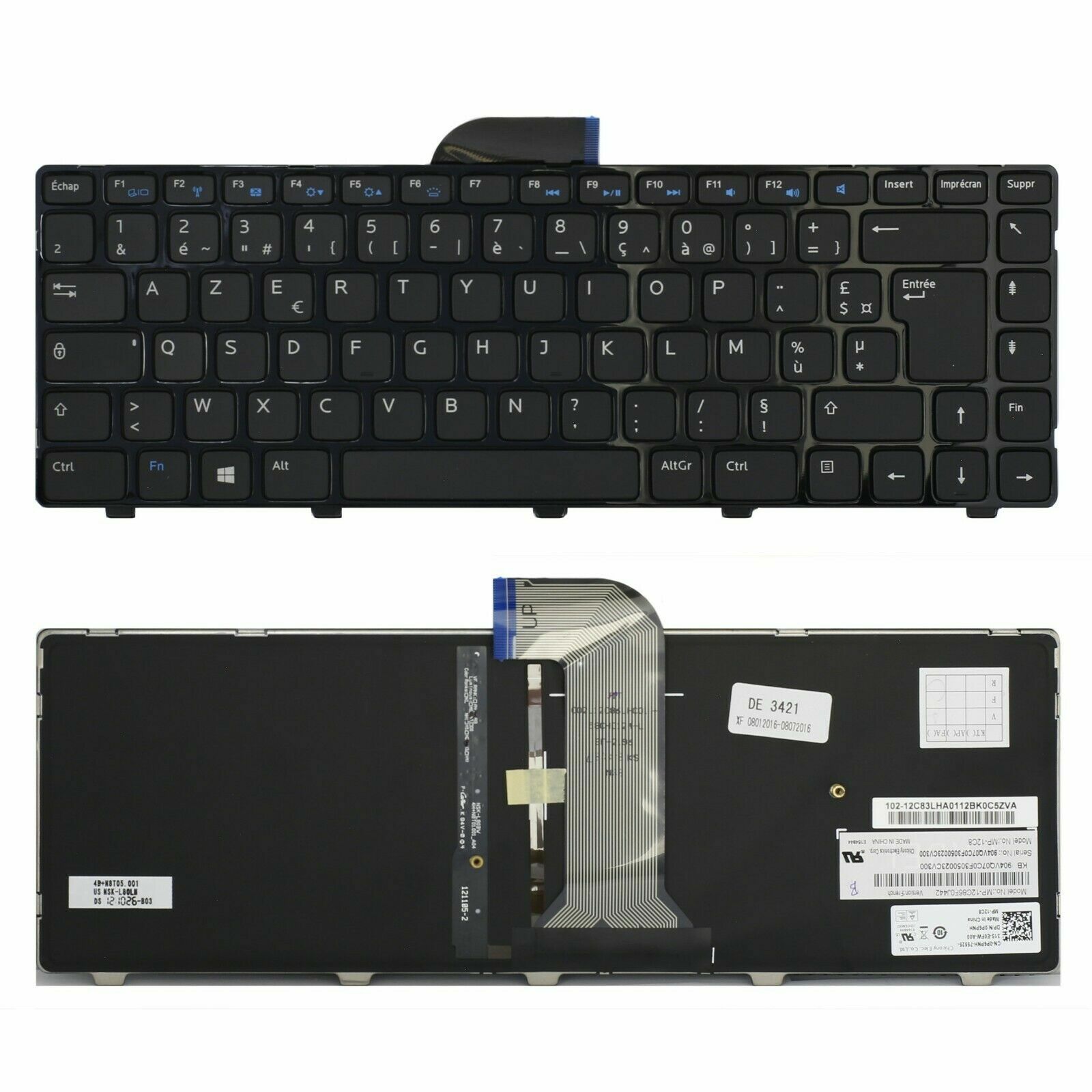 Clavier AZERTY noir pour PC portable Dell Vostro 15Z 2421