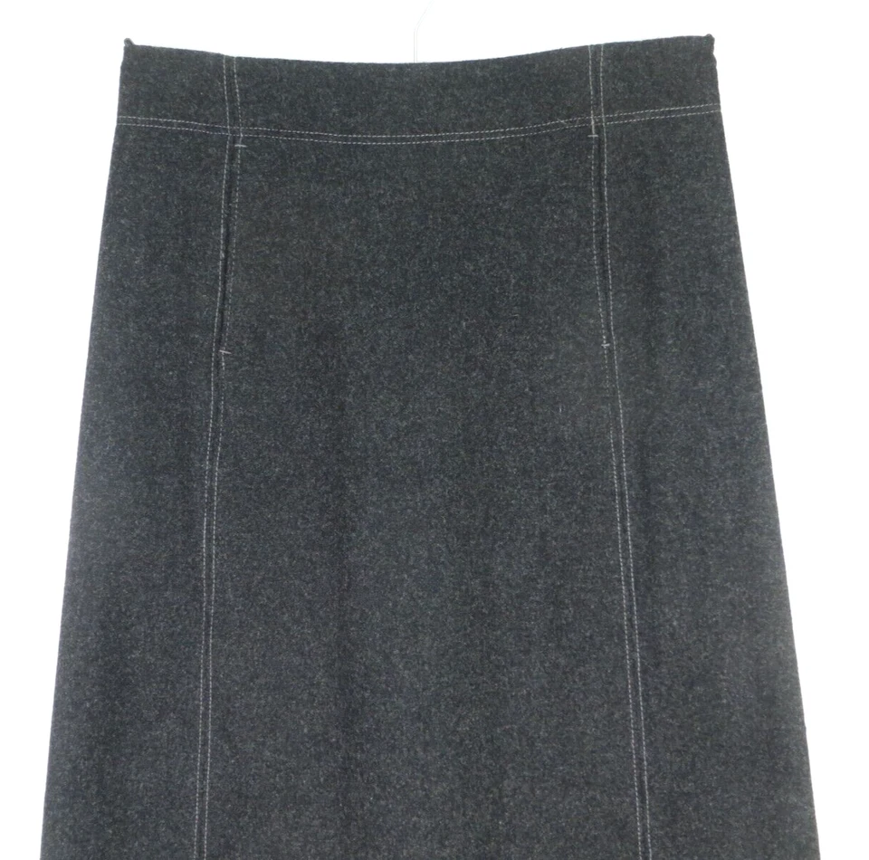 J CREW Womens Wool Nylon Flannel Panelled A-Line Skirt Midi Pocket Lined Gray 2 - Image 3 of 4